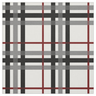 Tecido branco e vermelho preto da xadrez