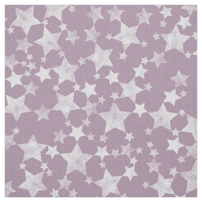 Tecido Branco em Mauve | Padrão de Estrelas Lino Impressã (Modelo)