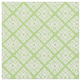 Tecido branco-padrão-verde-chave geométrica tribal