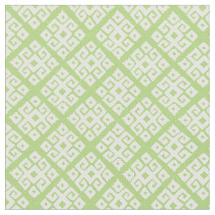 Tecido branco-padrão-verde-chave geométrica tribal