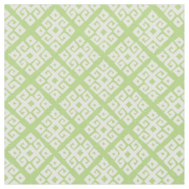 Tecido branco-padrão-verde-chave geométrica tribal (Detalhe)