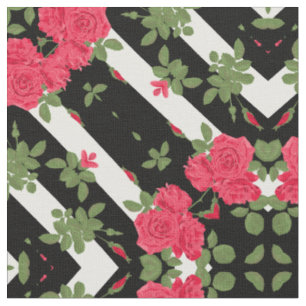 Tecido Branco preto kaleidoscopic floral das flores das