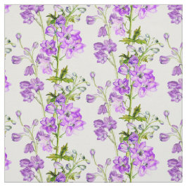 Tecido branco roxo de arte botânica delfinium