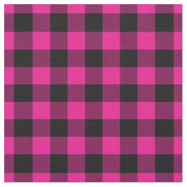 Tecido Bright Pink & Black Gingham Plaid