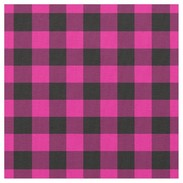 Tecido Bright Pink & Black Gingham Plaid (Detalhe)