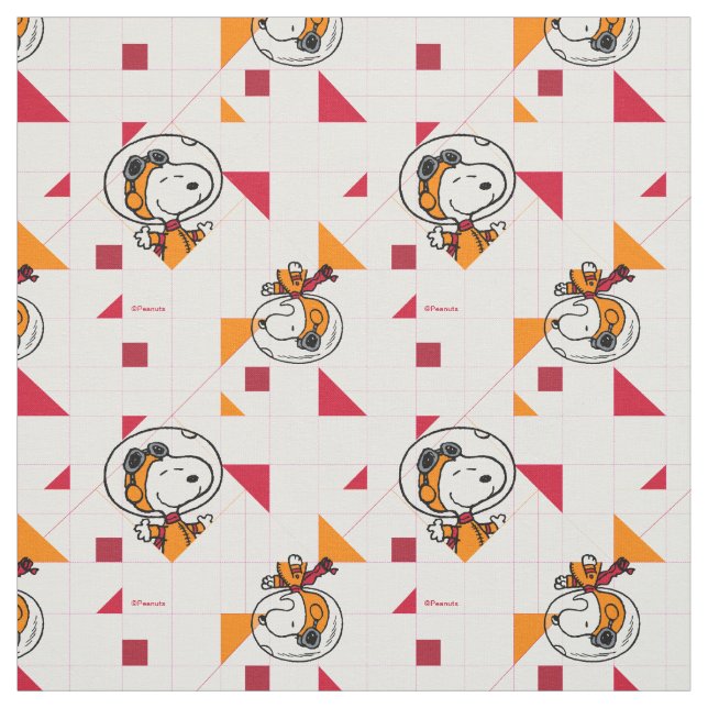 Tecido Bright White Snoopy Astronaut Geometric (Modelo)