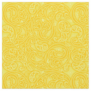 Tecido Bright Yellow Paisley Boteds Swirls and Spirls
