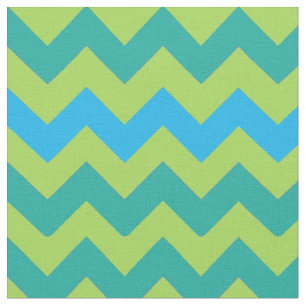 Tecido brilhante azul e verde Chevrons
