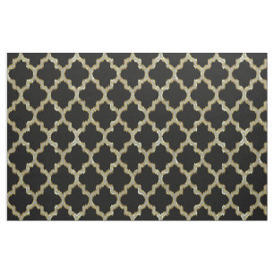 Tecido Brilho Dourado Quatrefoil Ikat do falso