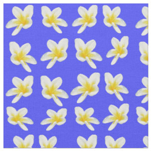 Tecido "Brilho no Azul: A História do Frangipani Amarelo"