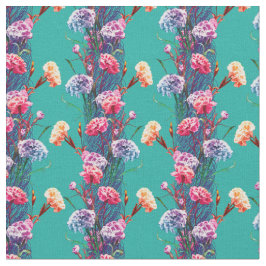 Tecido Brincadeira Elegante, Padrão Floral Colorido Cravo