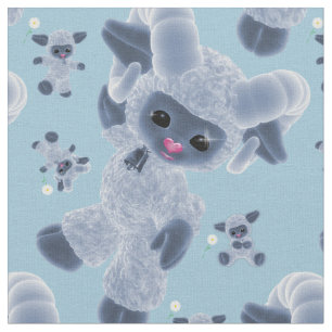 Tecido Brinquedo de pelúcia branco azul-marinho