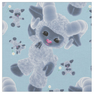 Tecido Brinquedo de pelúcia branco azul-marinho