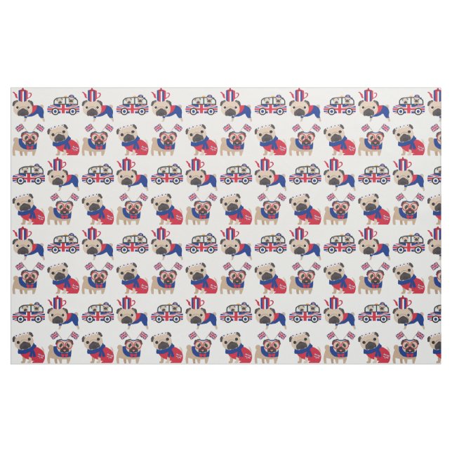 TECIDO britânico Pug (Fat Quarter)