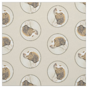 Tecido Brittany Painting Orange Roan Spaniel Cute Dog Art