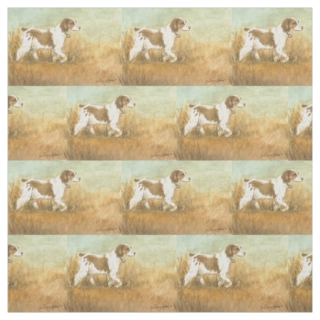Tecido Brittany Spaniel Dog Art (Modelo)
