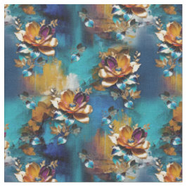 Tecido Bronze de abstrato, estilo barroco azul-ouro