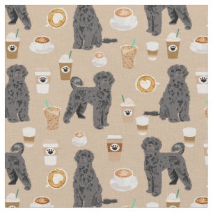 Tecido Bronzeado de café com cachorro-d'água