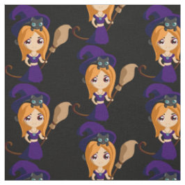Tecido Bruxa Bonita no Halloween do Chapéu Roxo