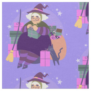 Tecido bruxa de natal de epifania befana gato preto