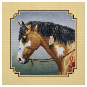 Tecido Buckskin Pinto Cavalo de Guerra Nativo Americano
