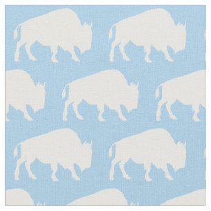 Tecido Buffalo Bison Silhouettes Blue