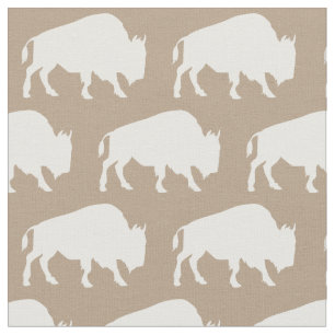 Tecido Buffalo Bison Silhouettes Tan