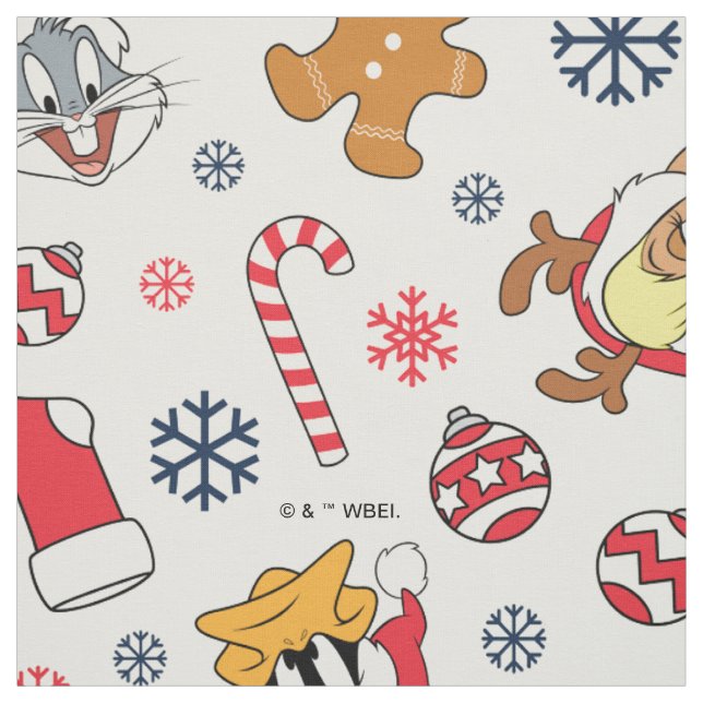 Tecido BUGS BUNNY™, DAFFY DUCK™ & Lola Padrão de Natal (Modelo)