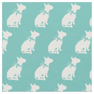 Tecido Bull Terrier Dog Silhouette Pet Teal