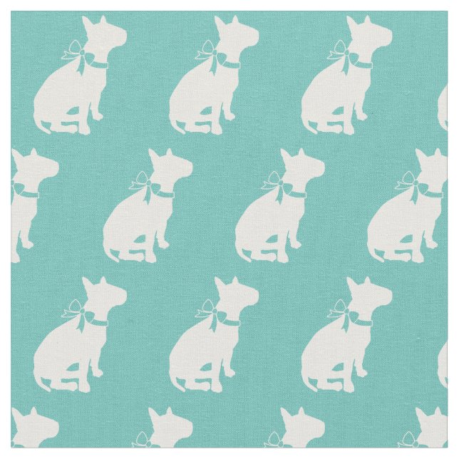 Tecido Bull Terrier Dog Silhouette Pet Teal (Detalhe)