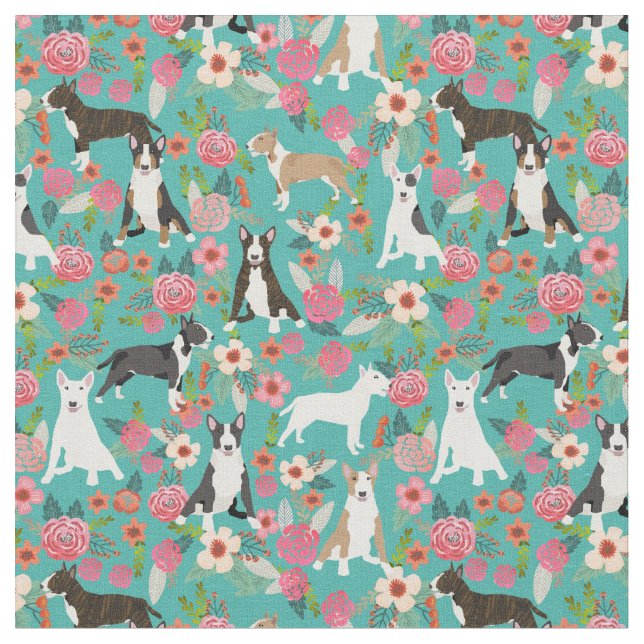 Tecido Bull Terrier dog turquoise (Detalhe)