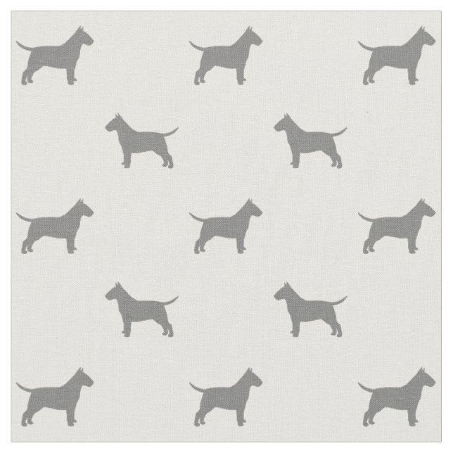 Tecido Bull Terrier Silhouettes Cinzas de padrão e branco (Detalhe)