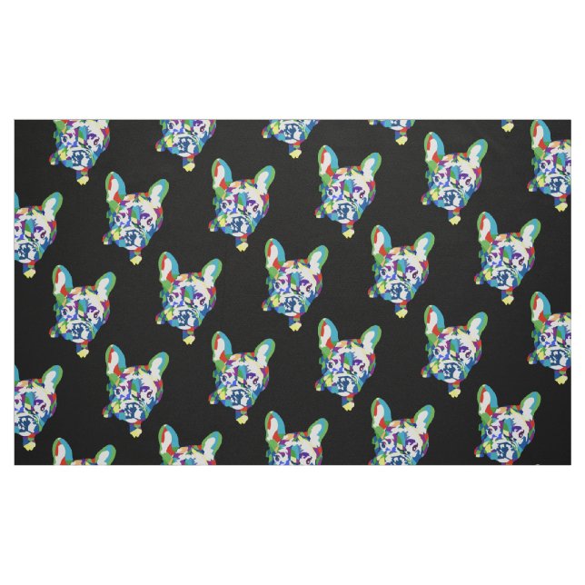 Tecido Bulldogs Franceses Coloridos em preto (Fat Quarter)