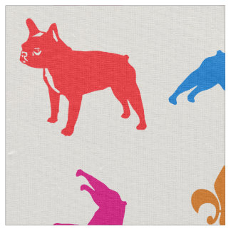 Tecido Bulldogs Franceses em toda a telha de 12"