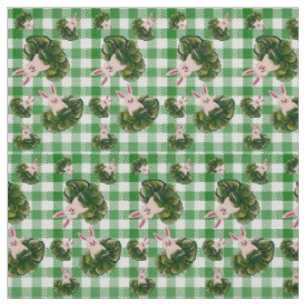 Tecido Bunnies de Verificação Verde