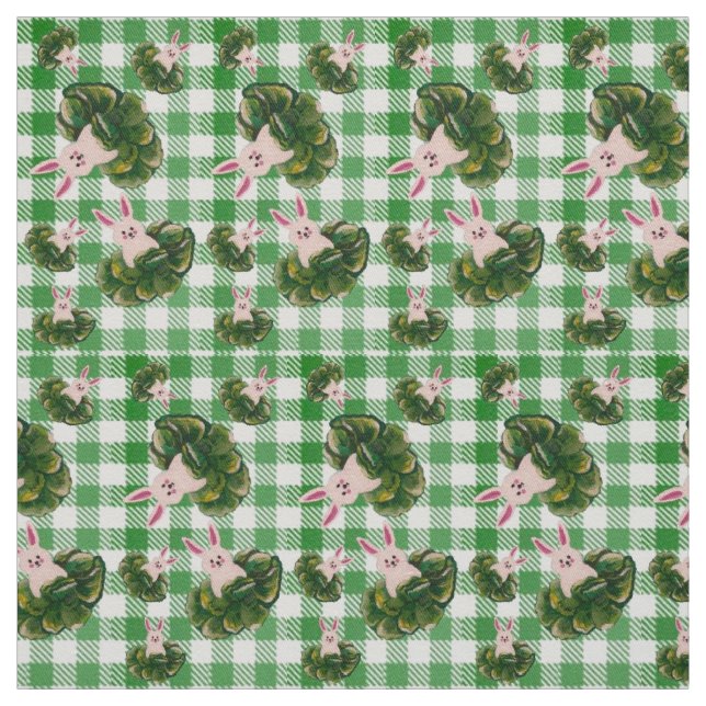 Tecido Bunnies de Verificação Verde (Modelo)