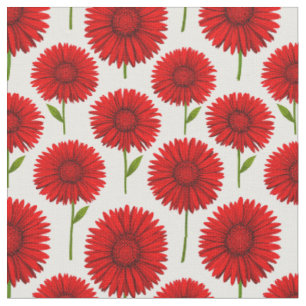 Tecido Buquê de Gerbera Margarida Vermelha Vibrante