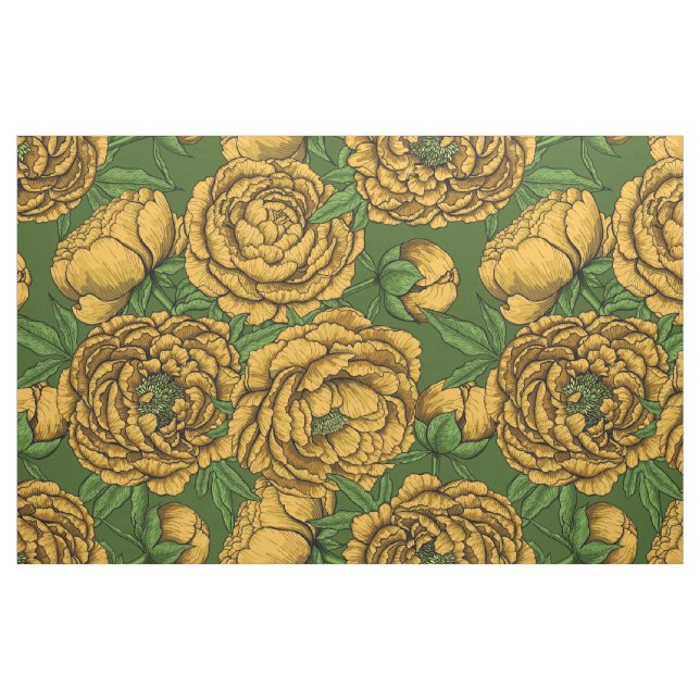Tecido Buquê de pedônia amarela (Fat Quarter)