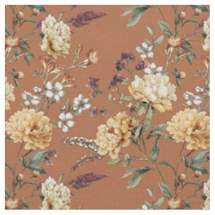 Tecido Buquê floral botânico vintage de plantas exóticas