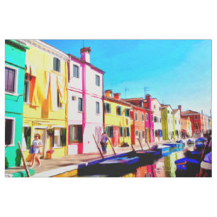 Tecido Burano, pintura aquosa de Veneza