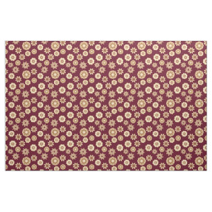 Tecido Burgandy e Estilo Barroco Dourado Padrão Floral