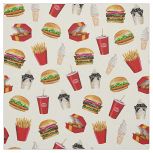 Tecido Burgers de Comida rápida, Fries, Sundaes