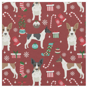 Tecido burgundy de Natal de Natal de um cão terrível