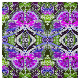 Tecido Butterfly e Medallion Batik Patterno em Violet