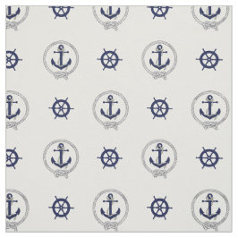 Tecido Cabeça azul Marinho/roda azul do navio