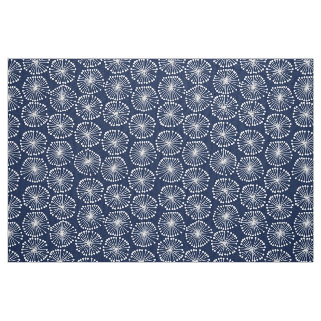 Tecido Cabeças de semente - Branco sobre o Azul Escuro 00 (Fat Quarter)
