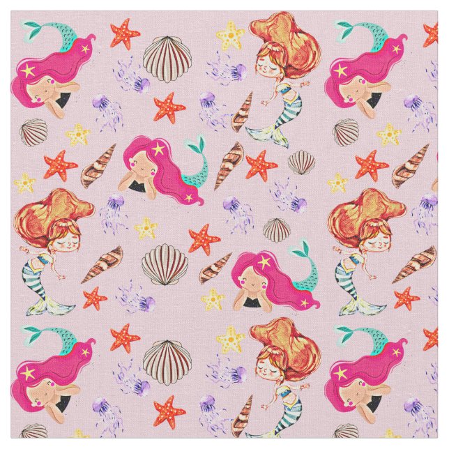 Tecido Cabelo de Sereia Rosa Submarino (Detalhe)
