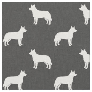 Tecido Cachorro australiano Silhouettes White e Cinzas