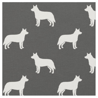 Tecido Cachorro australiano Silhouettes White e Cinzas