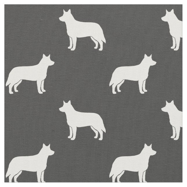 Tecido Cachorro australiano Silhouettes White e Cinzas (Detalhe)